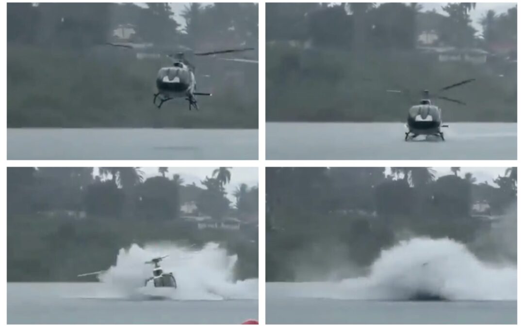 Helicóptero se precipita en el lago de Atitlán con siete personas a bordo, cinco salen ilesas, dos desaparecidas
